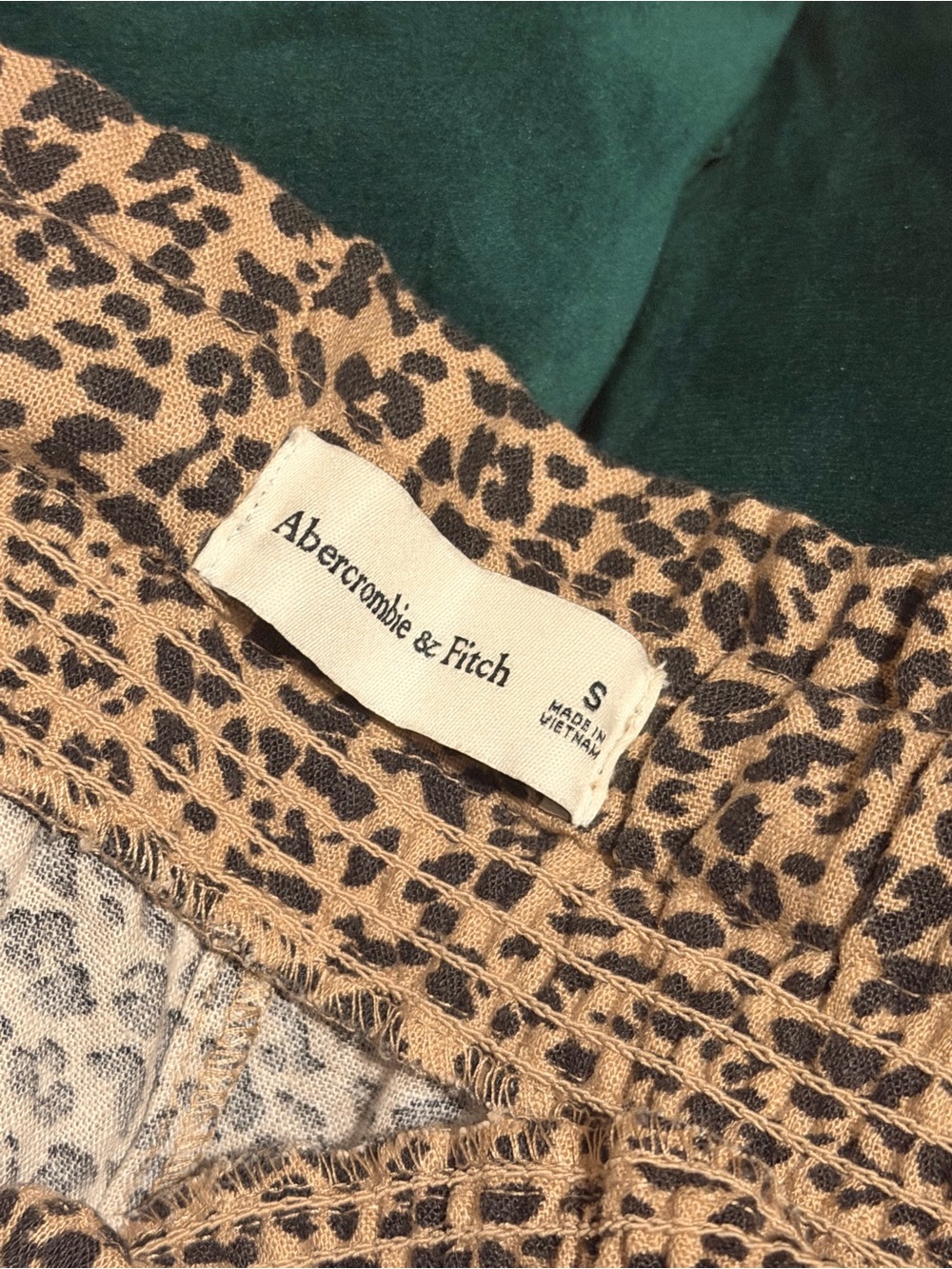 Abercrombie & Fitch Beige and Black Leopard Print Drawstring Shorts - Picture 4 of 6